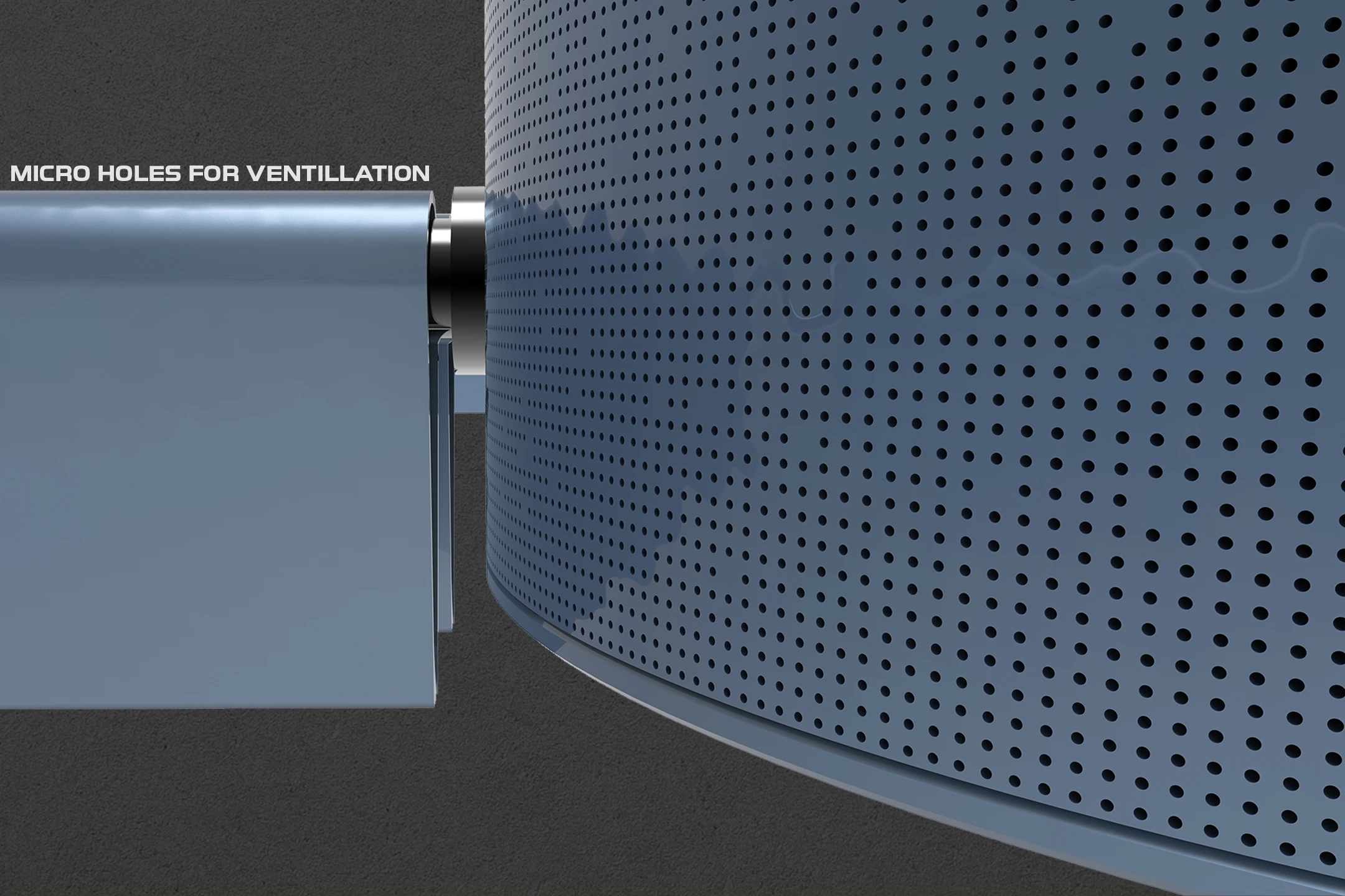 Close view of Aerionique micro-holes for intake ventilation