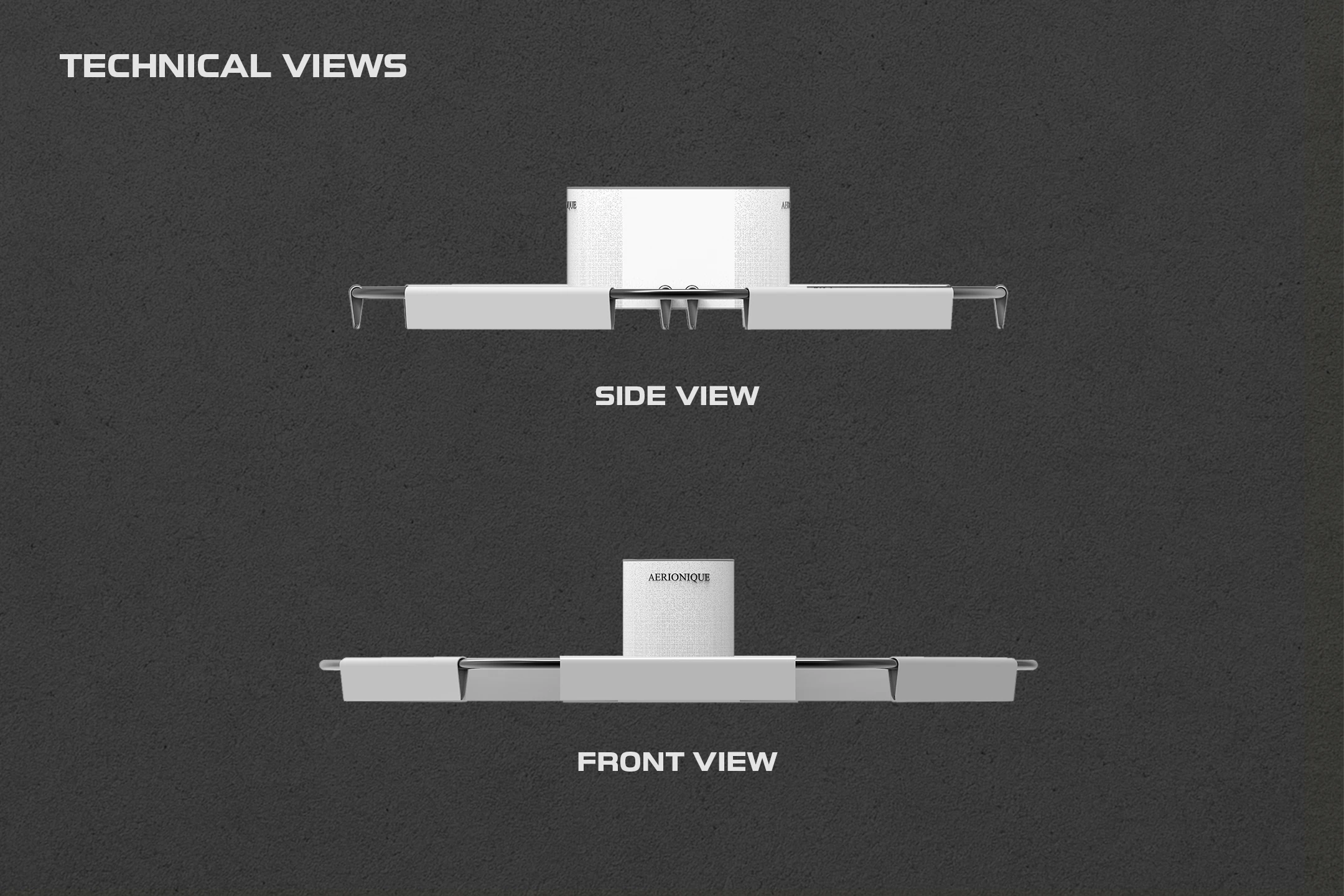 Aerionique technical side and front views