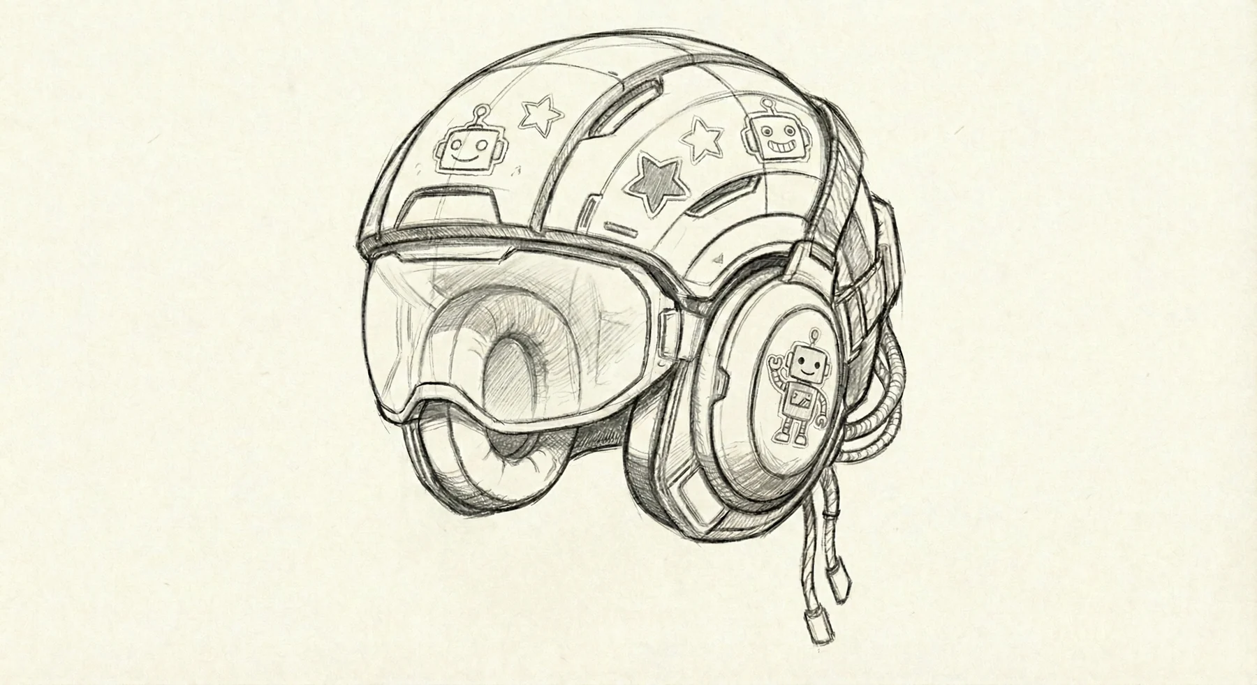 Sketch exploring a sensory glow helmet