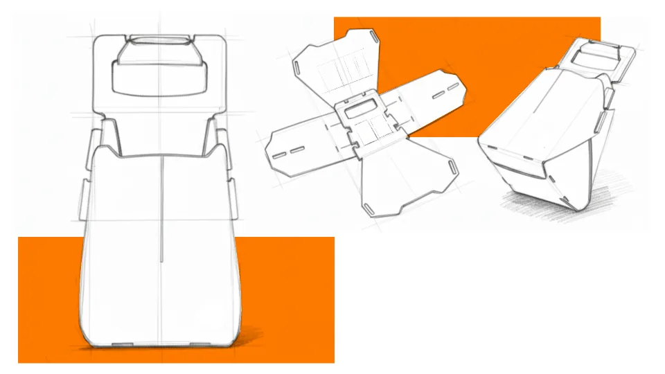 Flex-It modular folding stationery kit concept sketch