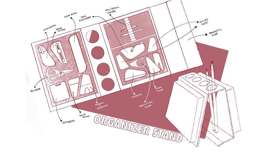 Try-It stationery organizer concept sketch