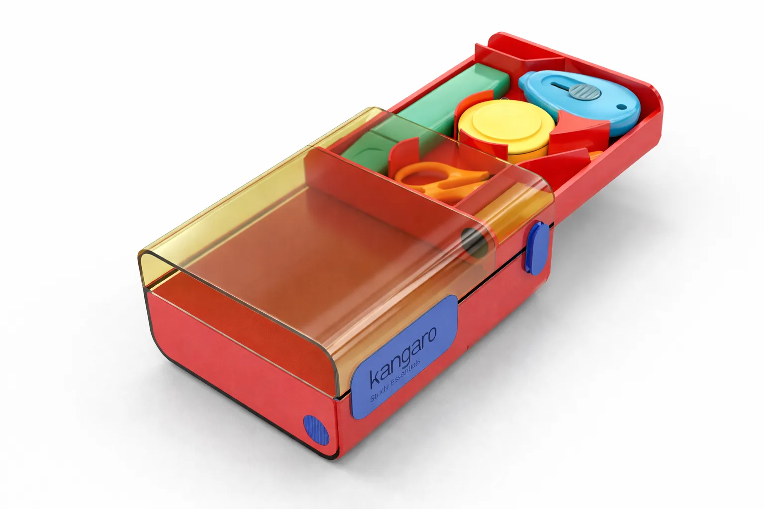 Polished visualization of the final kit with its upper tray open
