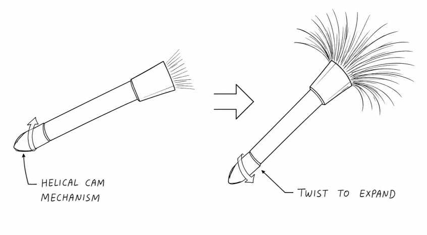 Expanding makeup brush concept sketch