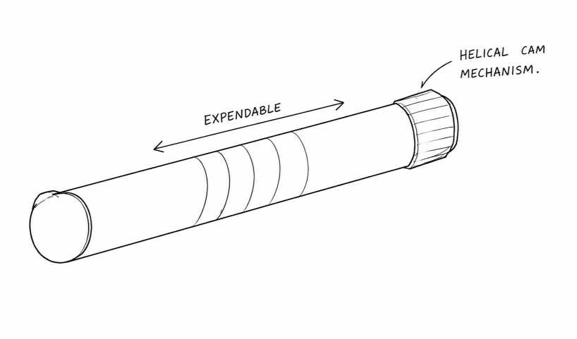 Expandable cylindrical storage concept sketch