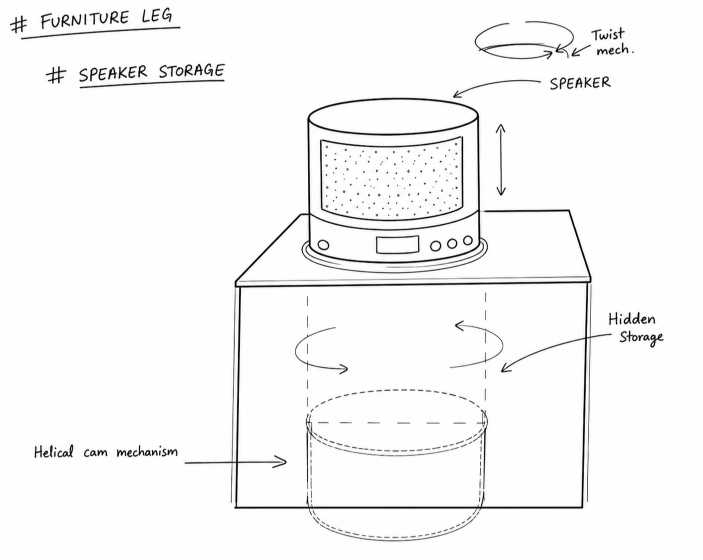 Rising speaker storage concept sketch