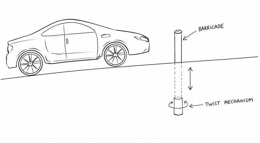 Retractable street bollard concept sketch