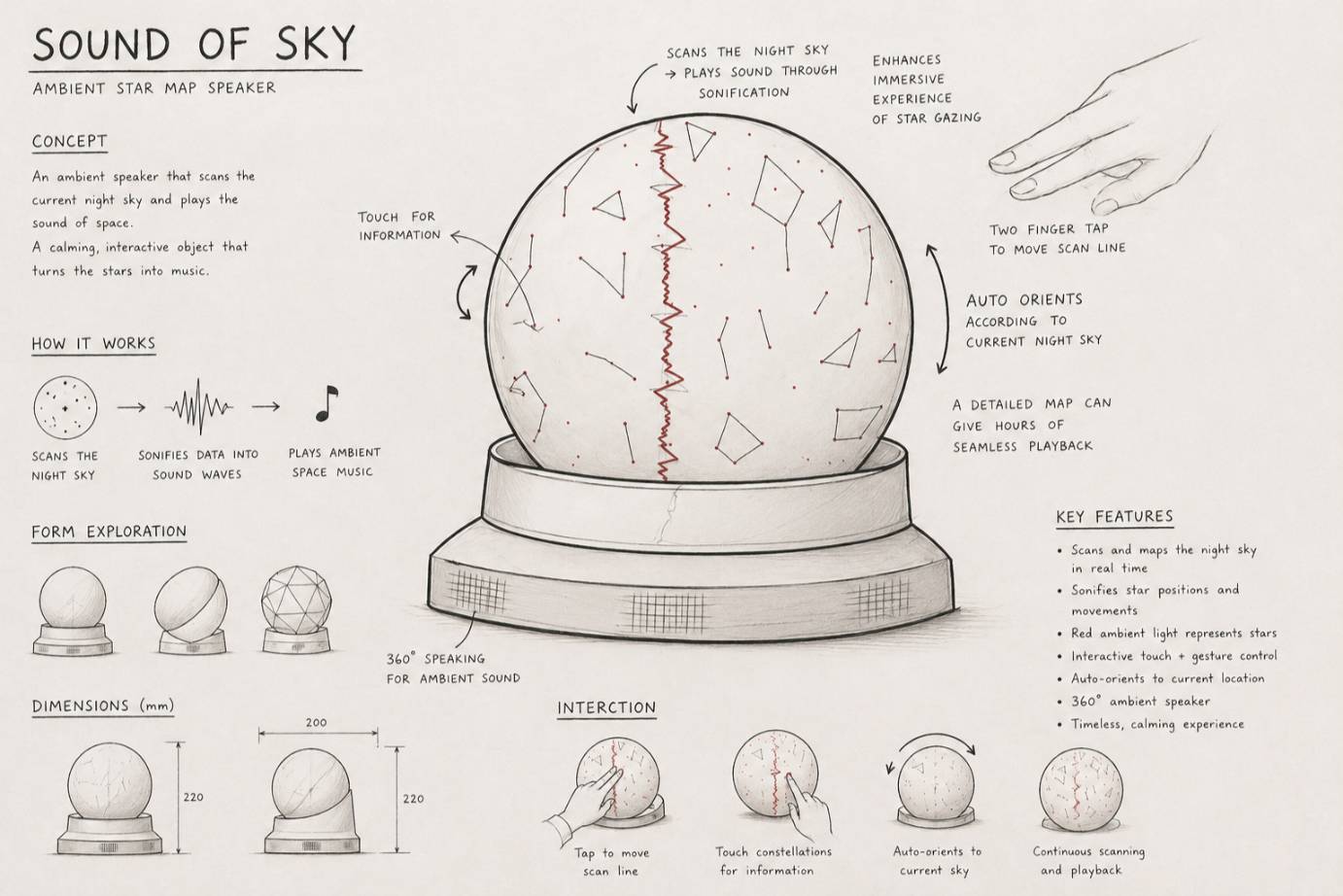 Sound of Sky ambient star-map speaker concept sheet