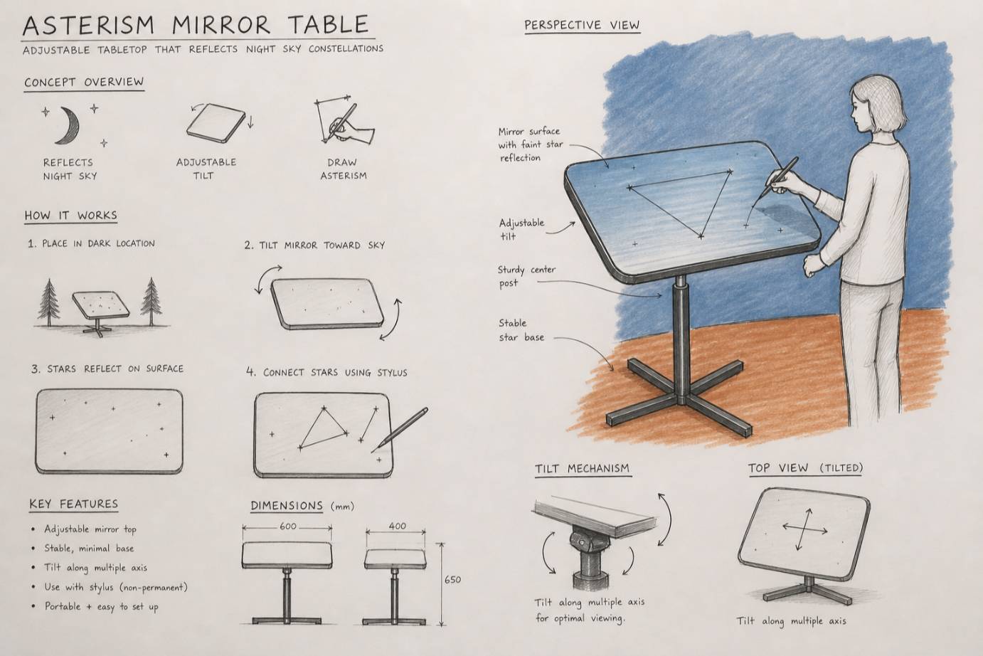 Asterism Mirror Table concept sheet
