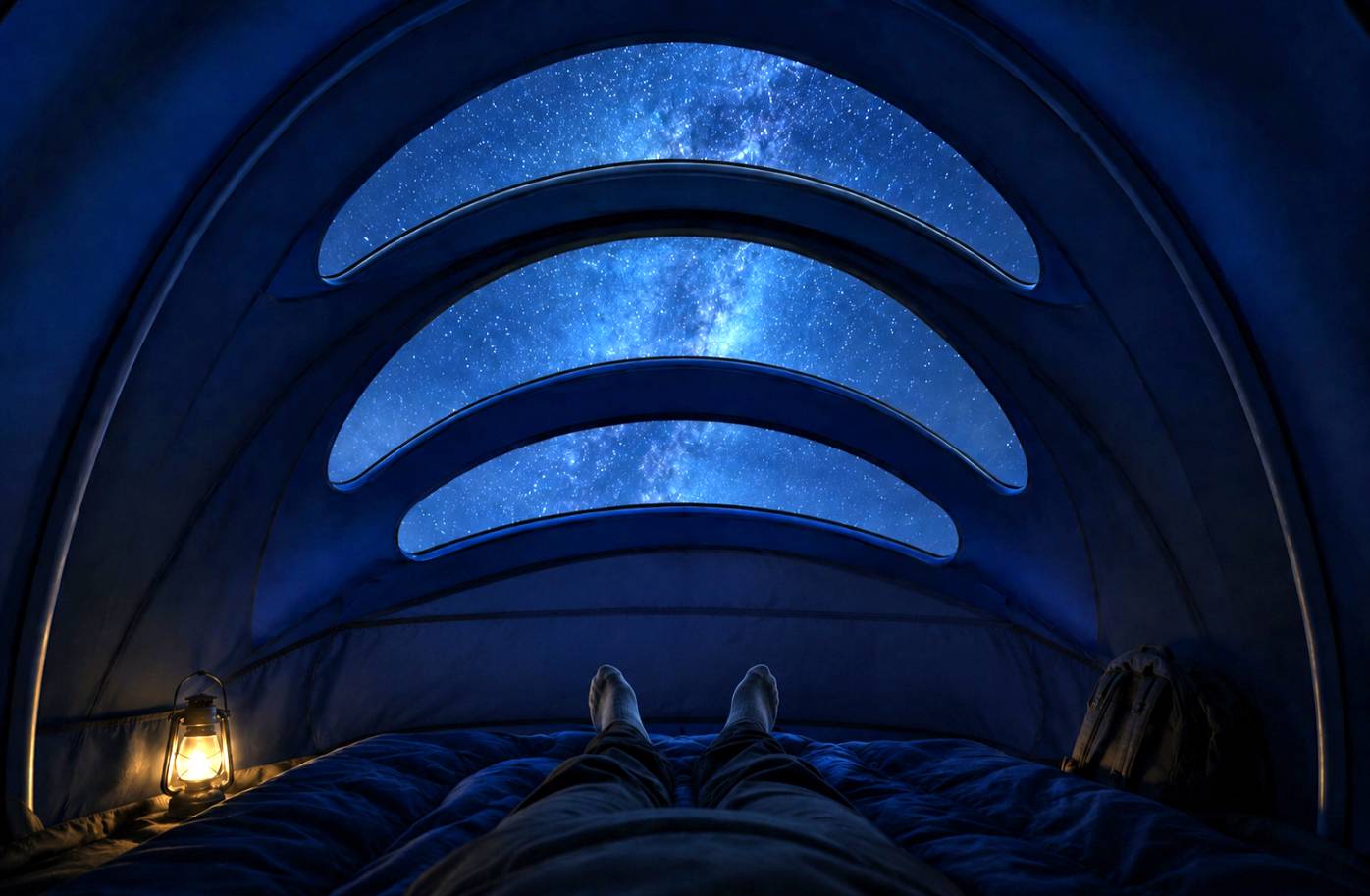 The Milky Way visible through STARRI's curved roof windows